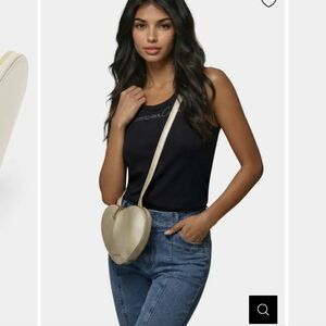 Bebe Metallic Heart Crossbody Bag